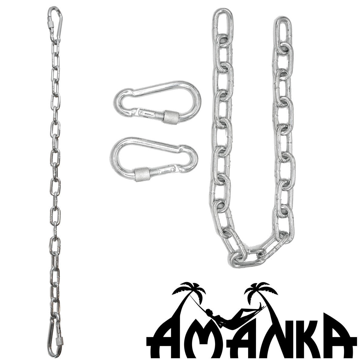 BEFESTIGUNGSSET für Hängesessel Kette + 2 Karabiner 66cm - Grau, Metall (1.9/3.7/50cm) - Amanka