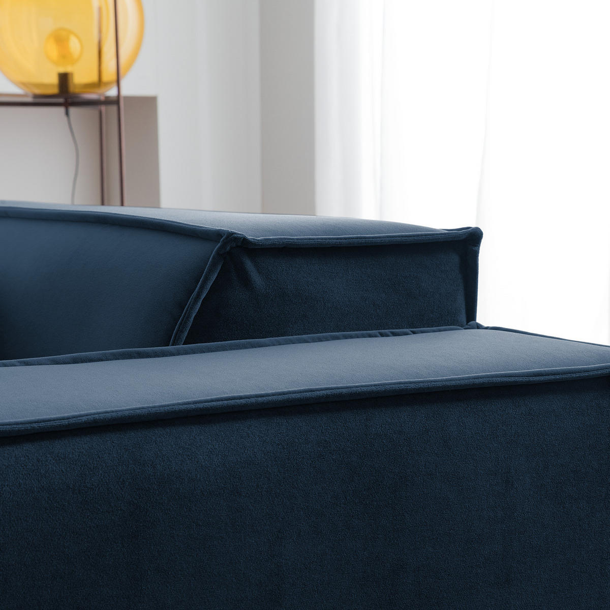 ECKSOFA mit Longchair - Schwarz/Dunkelblau, Kunststoff/Textil (294/177cm) - home24