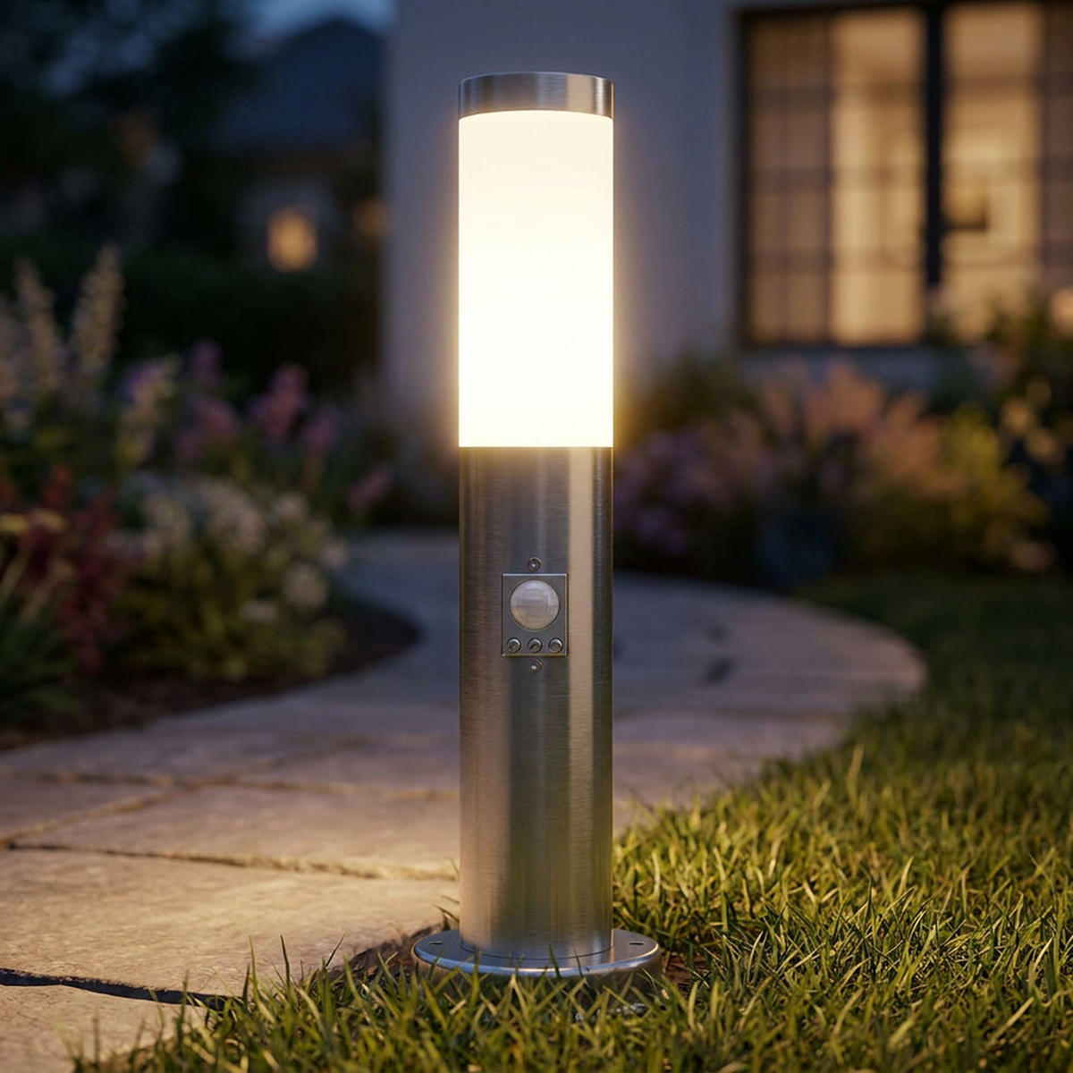 LED STEHLEUCHTE Edelstahl Silber - Silberfarben, Metall (7.6/7.6/45cm) - Globo Lighting
