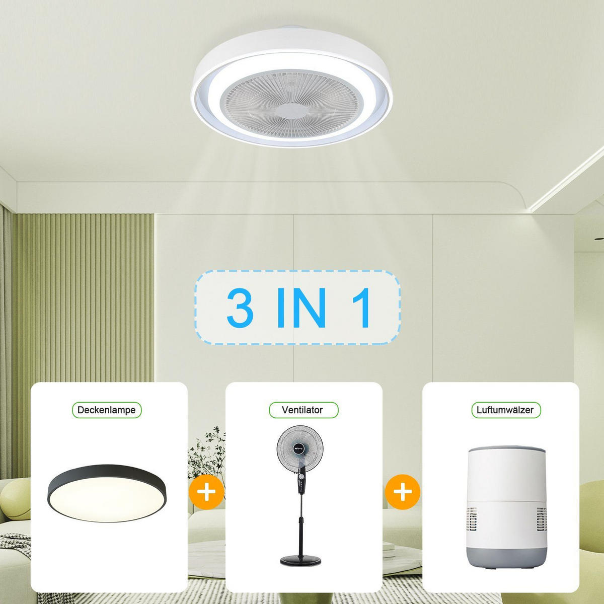 LED-DECKENLEUCHTE Avalis 50/50/20.5 cm - Weiß, Metall (50/50/20.5cm) - ZMH