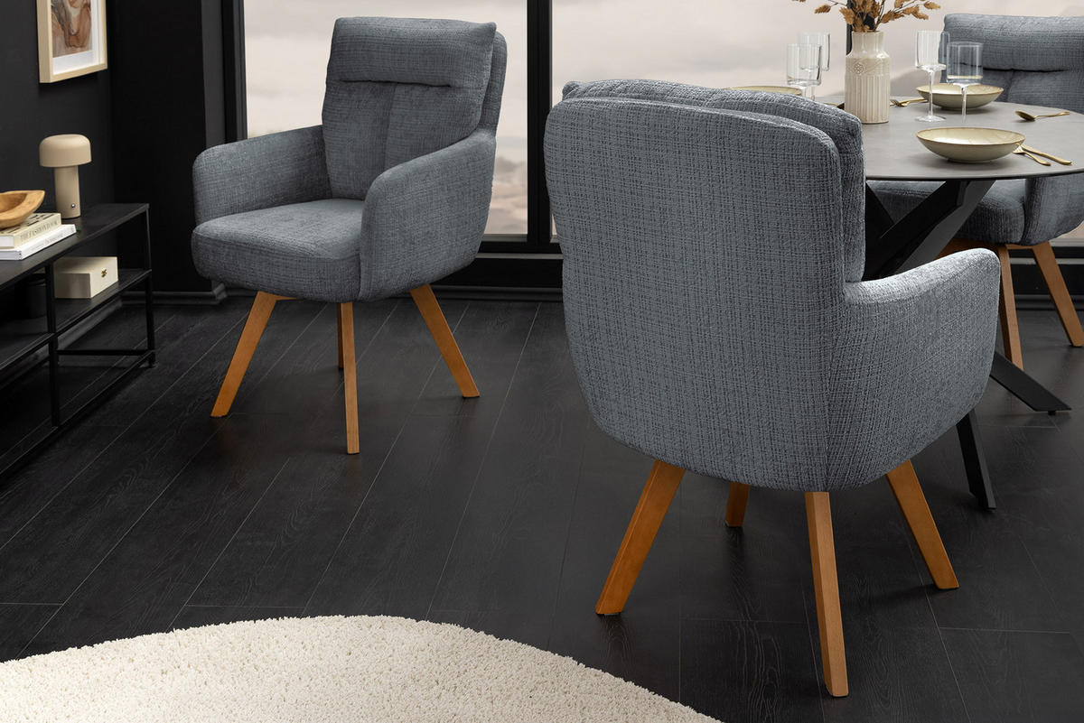 STUHL BIG GEORGE Chenille Grau 90 cm - Braun/Grau, Holz/Kunststoff (60/92/67cm) - riess-ambiente