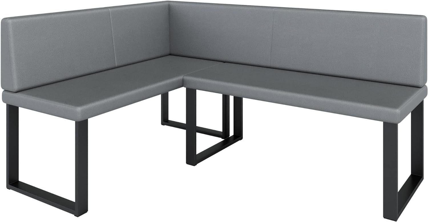 ECKBANK Alina - Kunstleder - 142 x 196 cm - Links - Grau - Grau, Leder/Metall (196/142cm) - AN-Moebel 4u