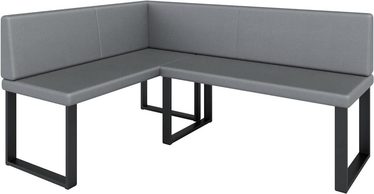 ECKBANK Alina - Kunstleder - 142 x 196 cm - Links - Grau - Grau, Leder/Metall (196/142cm) - AN-Moebel 4u