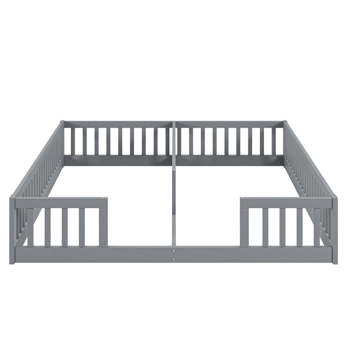 KINDERBETT 90/200 cm grau mit Sicherheitsgitter aus Kiefernholz - Grau, Holz (90/200cm) - OKWISH