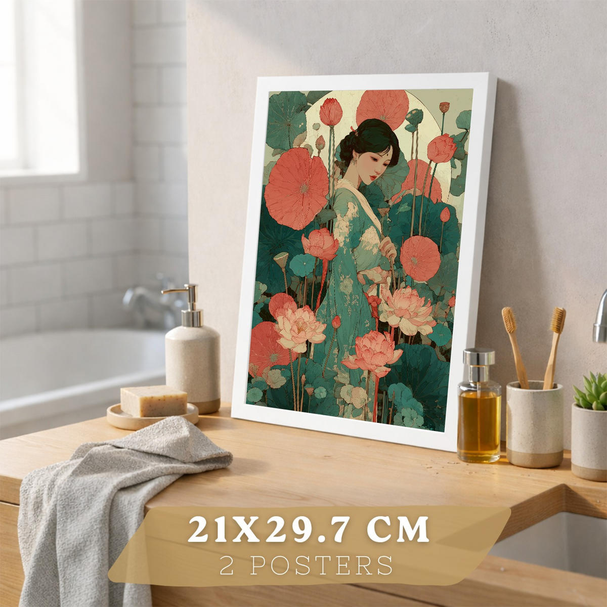 PLAKÁT Sada 2 Japon Bílý rám A4 - bílá, papír (29.7/21/3cm) - Nacnic