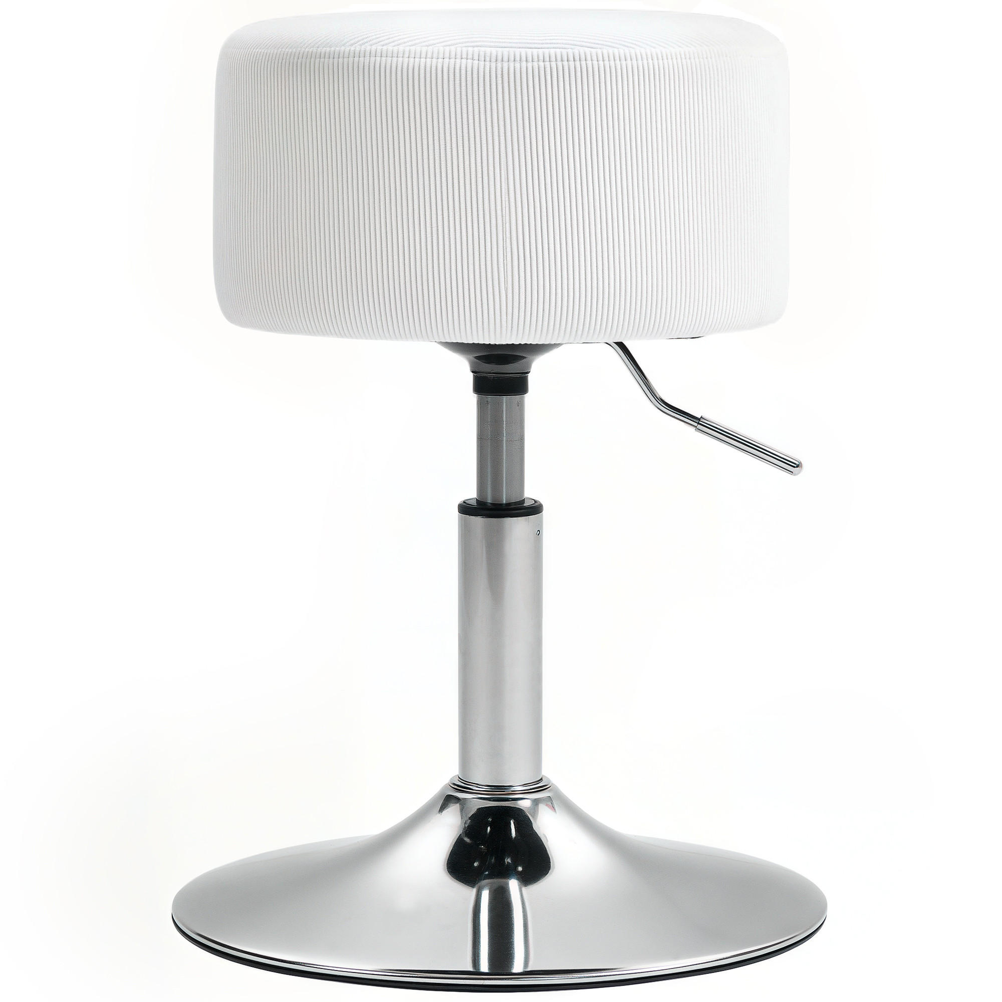 BAROVÁ ŽIDLE, čalouněná barová židle s kovovou konstrukcí, vzhled kordového materiálu, výškově nastavitelná - bílá, plast (38/66/38cm) - HOMCOM