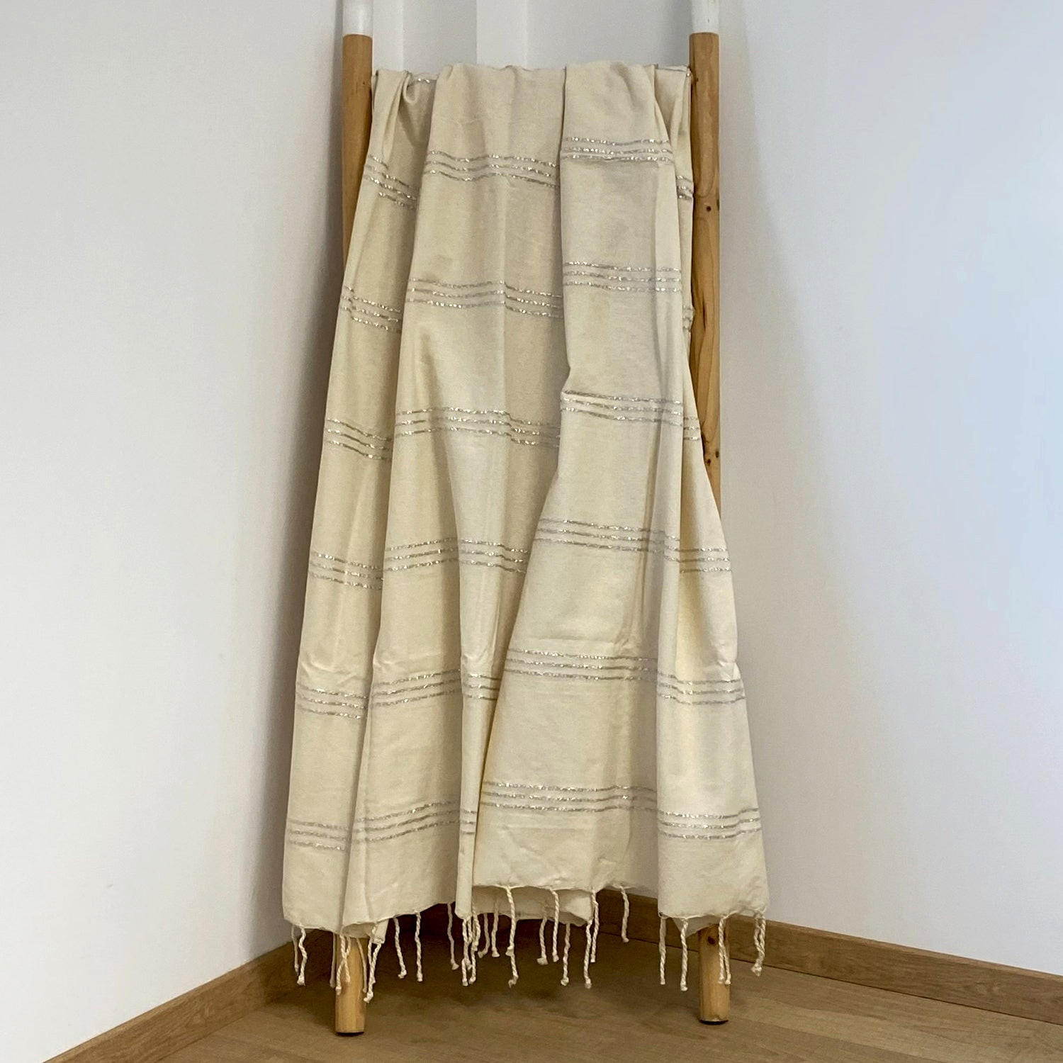 HAMMAMTUCH Traditionelle Isis 200x200 190g/m² Ecru / Silber - Silberfarben, Textil (200/200cm) - LE COMPTOIR DE LA PLAGE