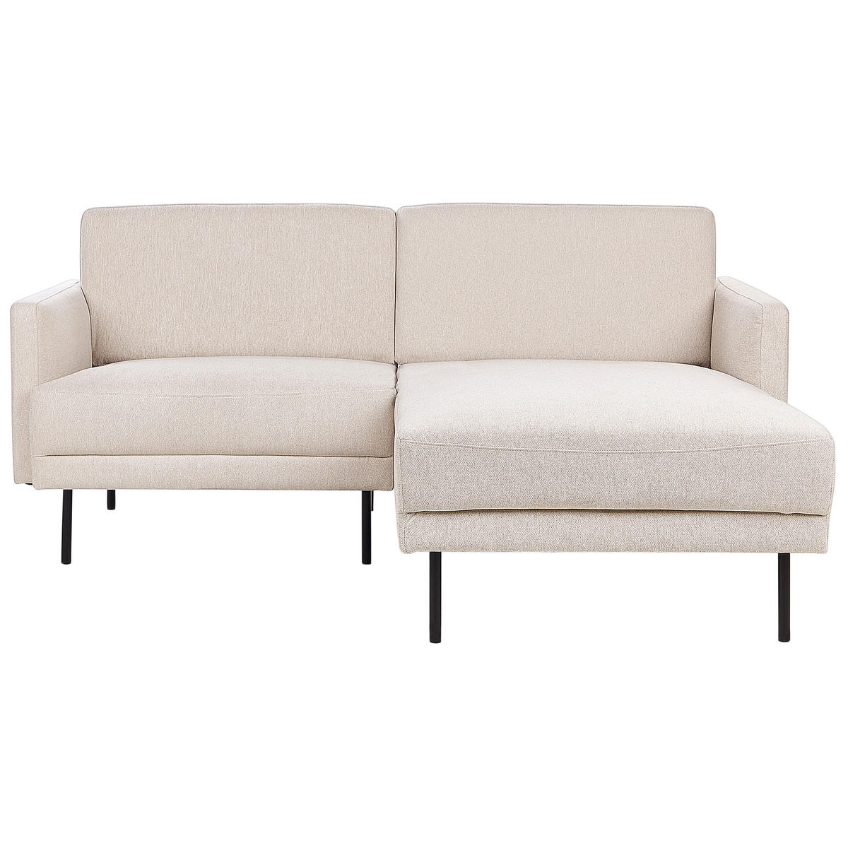 2-SITZER-ECKSOFA hellbeige rechtsseitig Breda - Beige/Schwarz, Textil (192/155cm) - Beliani
