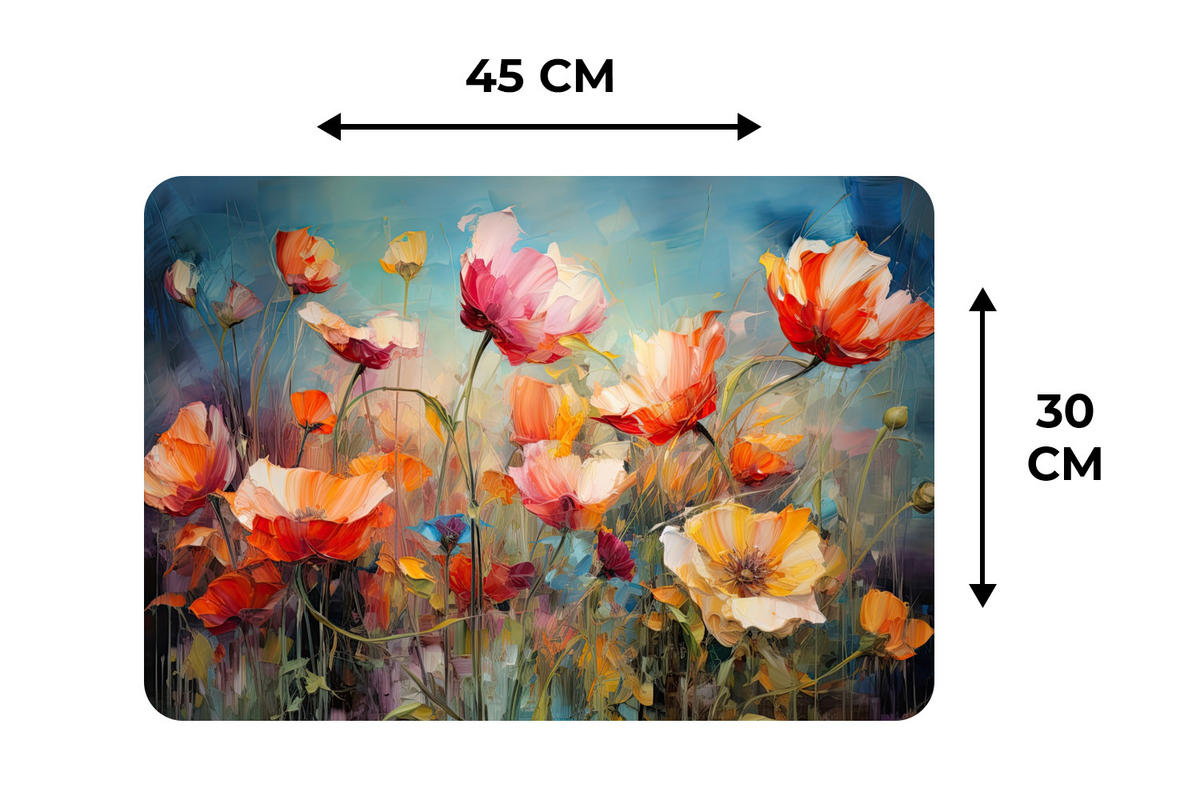 PLATZSETS 6er-Set Blumen - Aquarell - Kunst - Botanisch - Natur 45x30 cm Tischset - Koralle, Kunststoff (0.3/45/30cm) - MuchoWow