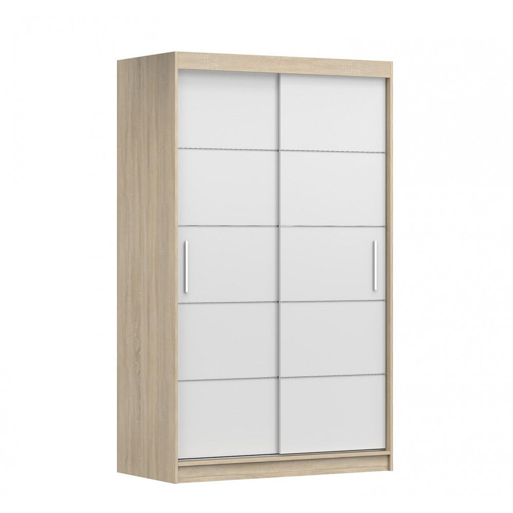 SCHWEBETÜRENSCHRANK Neomi 06 ohne Spiegel Sonoma Eiche/Weiß 120 cm - Alufarben/Weiß, Holzwerkstoff/Kunststoff (120/200/61cm) - imoebel24