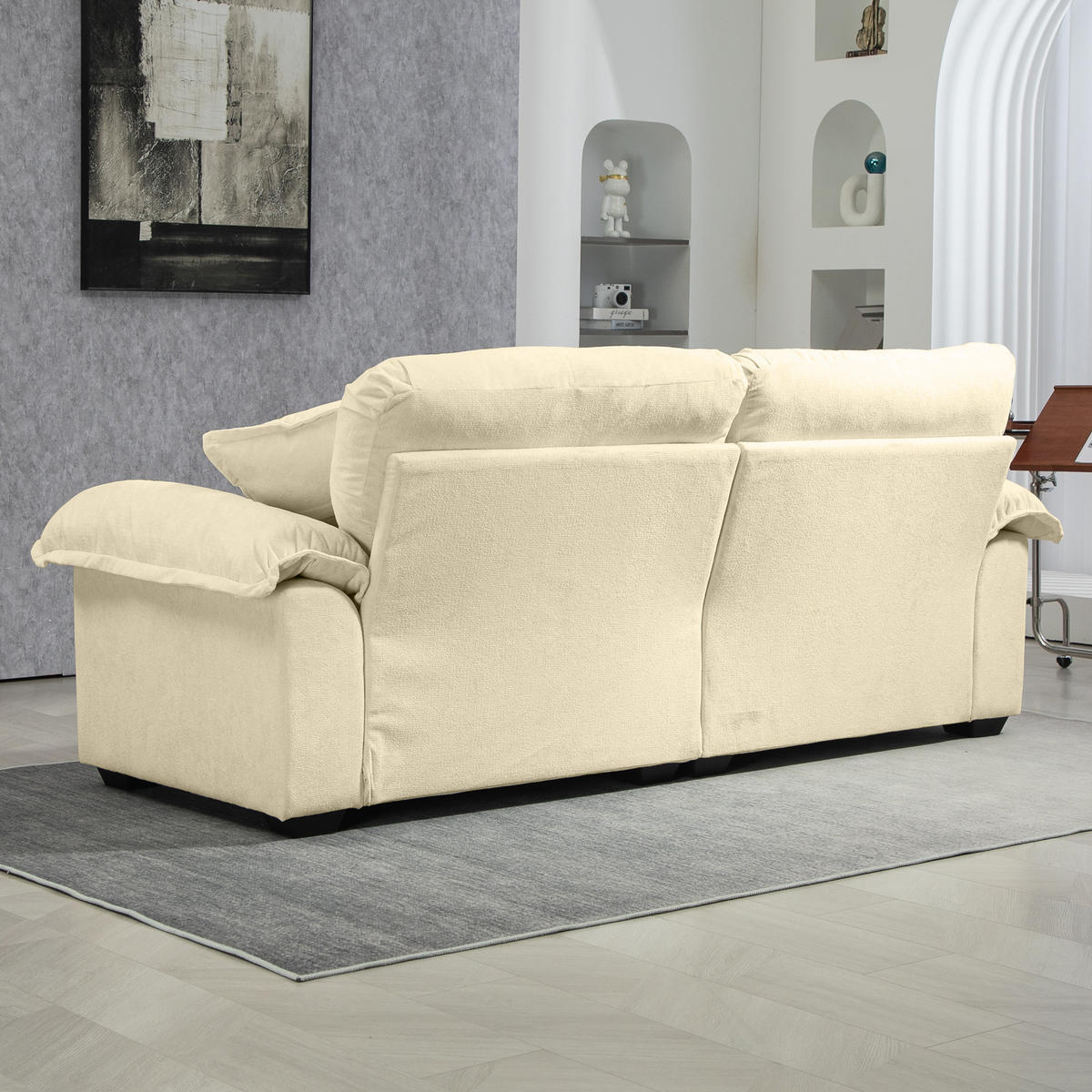 ZWEISITZER-SOFA Chenille-Polster mit tiefem Sitz 213,4/90,1/87,6 cm Beige - Beige, Textil (90.1/87.6/213.4cm) - Redom