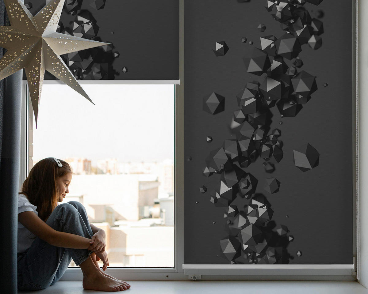 VNÚTORNÁ roleta - okenná roleta - roleta - 100x180 cm - Padajúce hrudky - čierna, plast (100/180/0.5cm) - TULUP