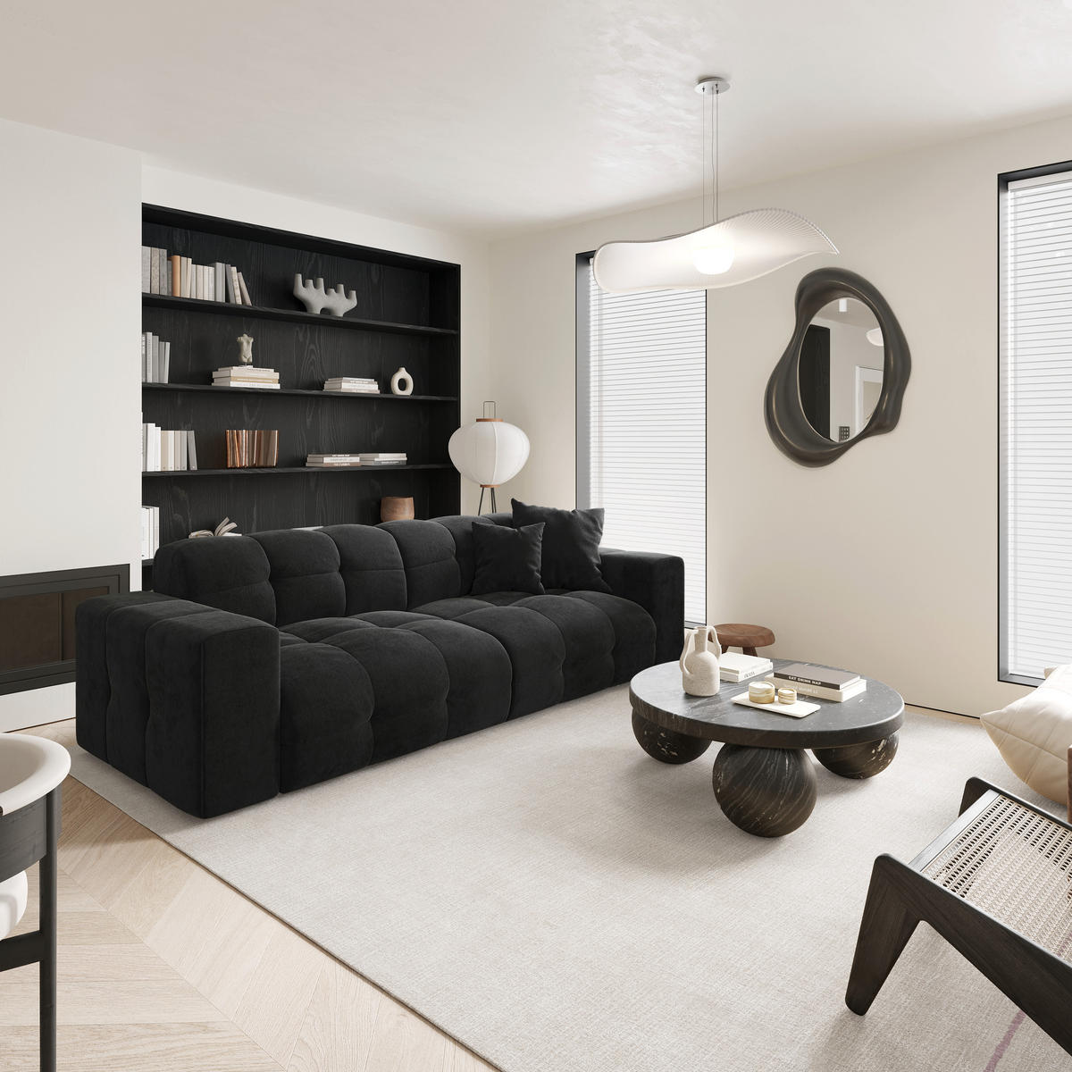 SOFA 4-SITZER Samt Dunkles Anthrazit 230cm - Anthrazit, Textil (230/45/32cm) - Sia Home