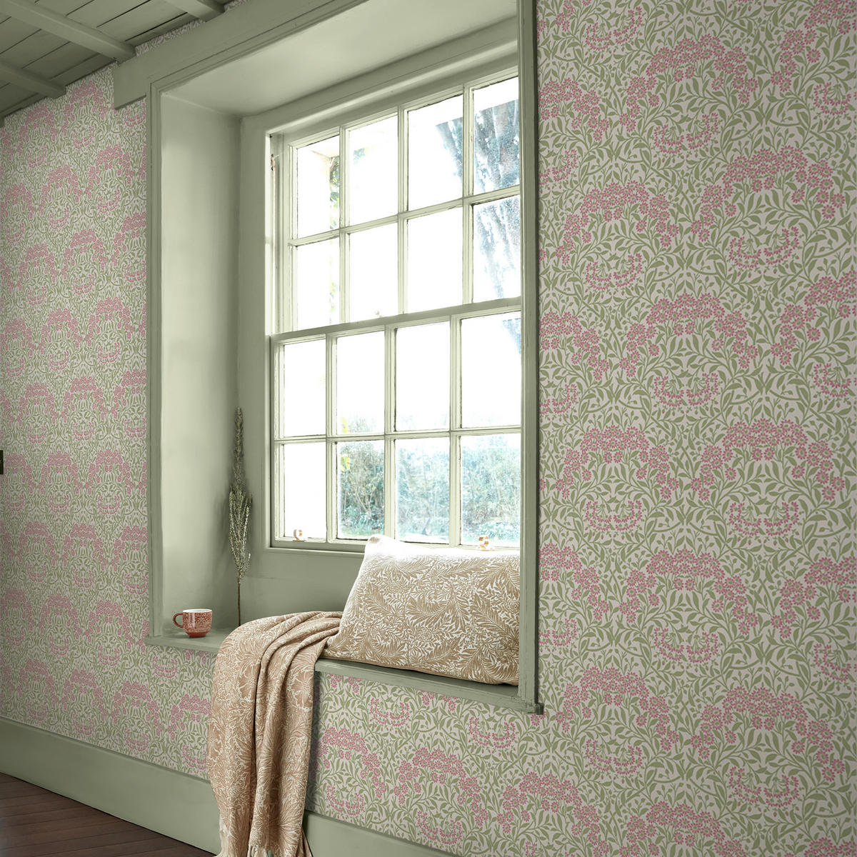 VLIESTAPETE Herbstaster 1000x52cm - Rosa/Grün, Papier/Kunststoff (52/1000cm) - William Morris at Home