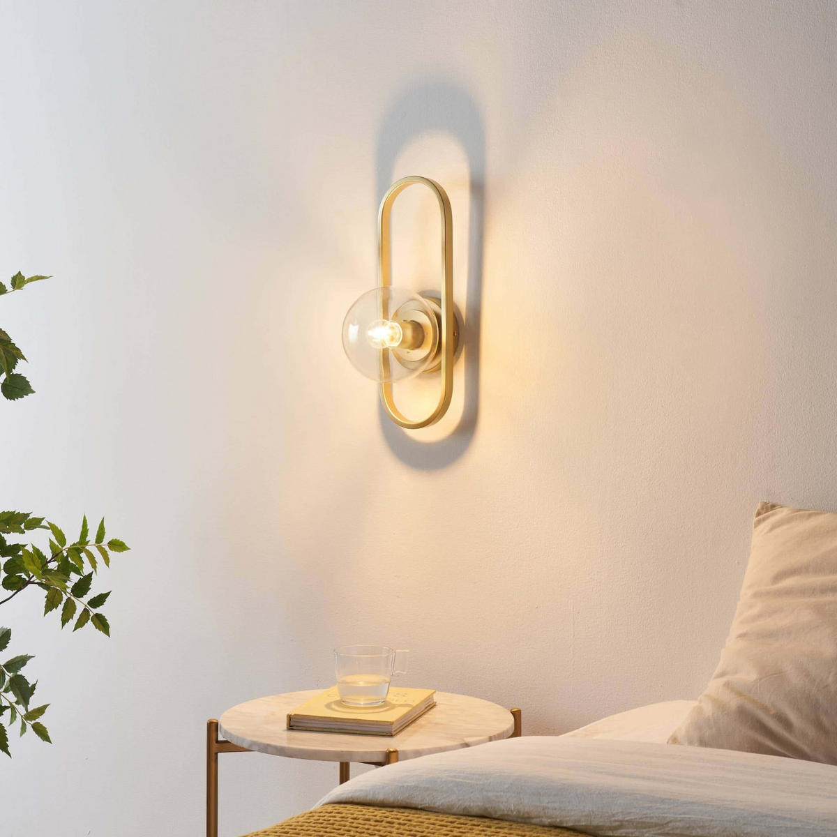 WANDLEUCHTE Belisto, Transparent und goldfarben, 40cm - Transparent, Glas (15/40/15cm) - KOSILUM