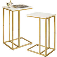 BEISTELLTISCH 2-teiliges Set Marmoroptik Weiß Gold - Multicolor, Stein (40.6/30.5/63.5cm)