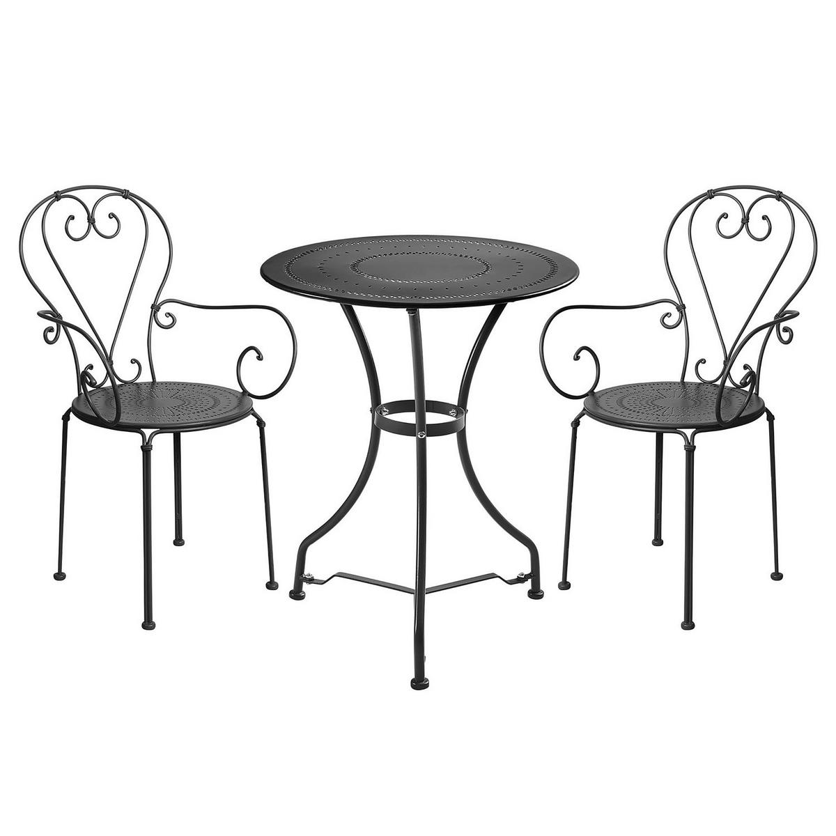 GARTENMÖBEL-SET (3-teilig) Century - Schwarz, Metall - BUTLERS