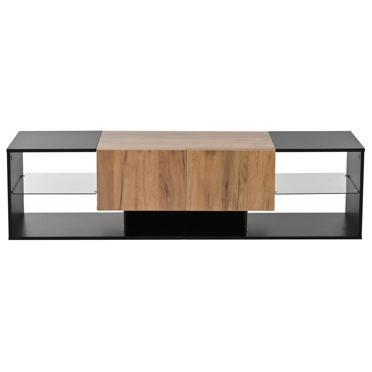 TV-ELEMENT mit LED und 2 Schubladen 160 cm Schwarz Natur - Schwarz, Holzwerkstoff (40/42/160cm) - Beauniv