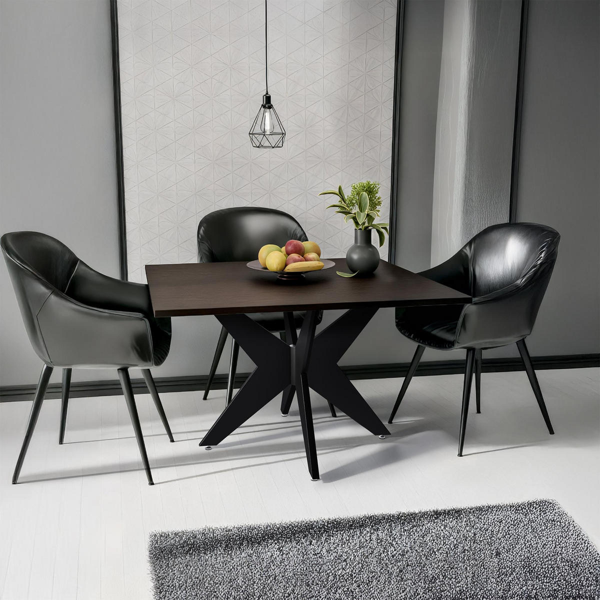 TISCHBEIN eckig 95/95/74 cm Metall schwarz - Schwarz, Metall (95/74/95cm) - CLP