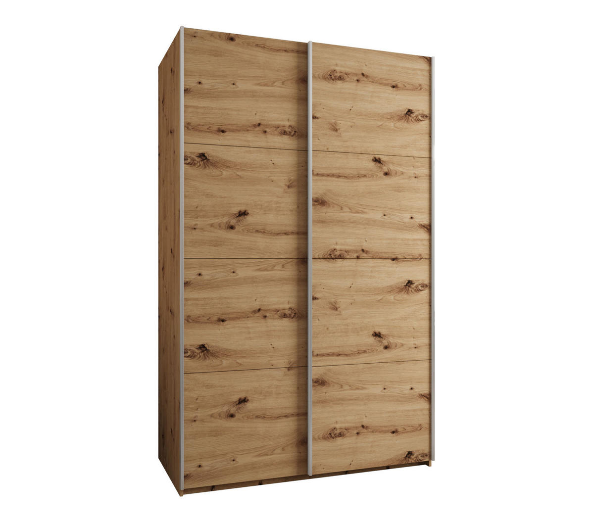 SCHWEBETÜRENSCHRANK 245,5/160/64 2-türig - Silberfarben/Eiche Artisan, Holz/Metall (160/245/64cm) - Abiks Möbel