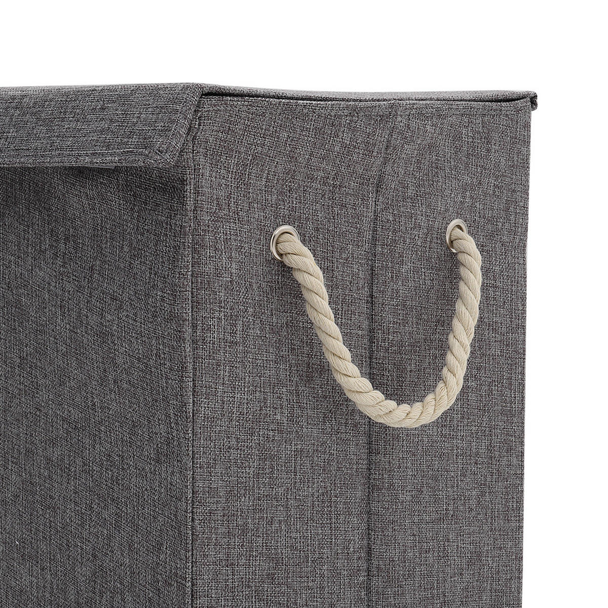 WÄSCHEKORB aus Leinen in Grau faltbar mit Deckel und Hanfseilgriffen Leicht zu transportieren Vielseitig einsetzbar 40 × 30 × 60 cm - Grau, Textil (30/60/40cm) - Livingandhome