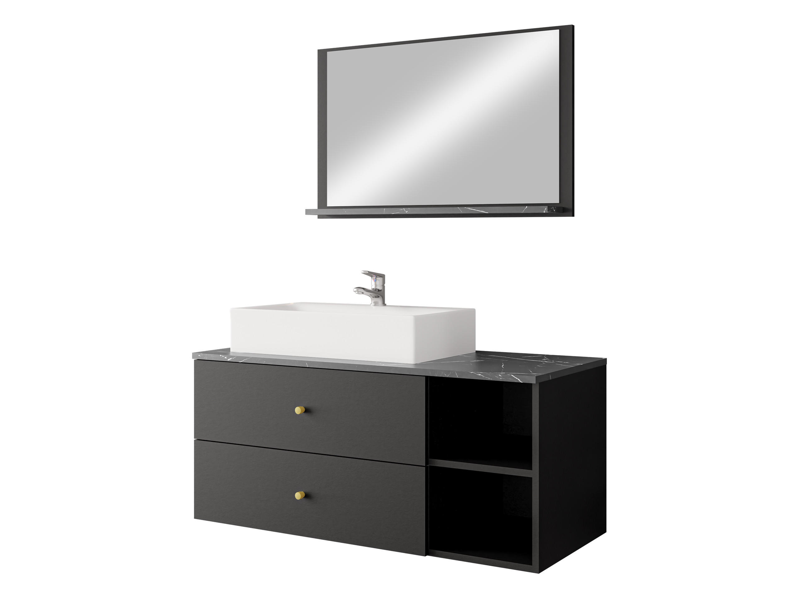 BADMÖBEL-SET Kertos I - Goldfarben/Schwarz, Holzwerkstoff/Metall (100/57/45cm) - MIRJAN24