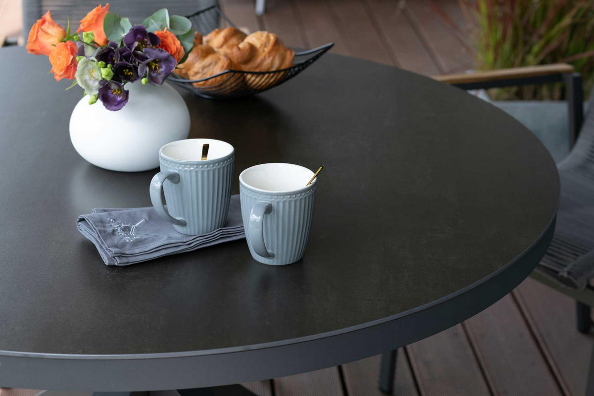 GARTENMÖBELSET Diningsessel Alicante mit Tisch Malaga 120 cm - Grau, Metall - Mr. Deko