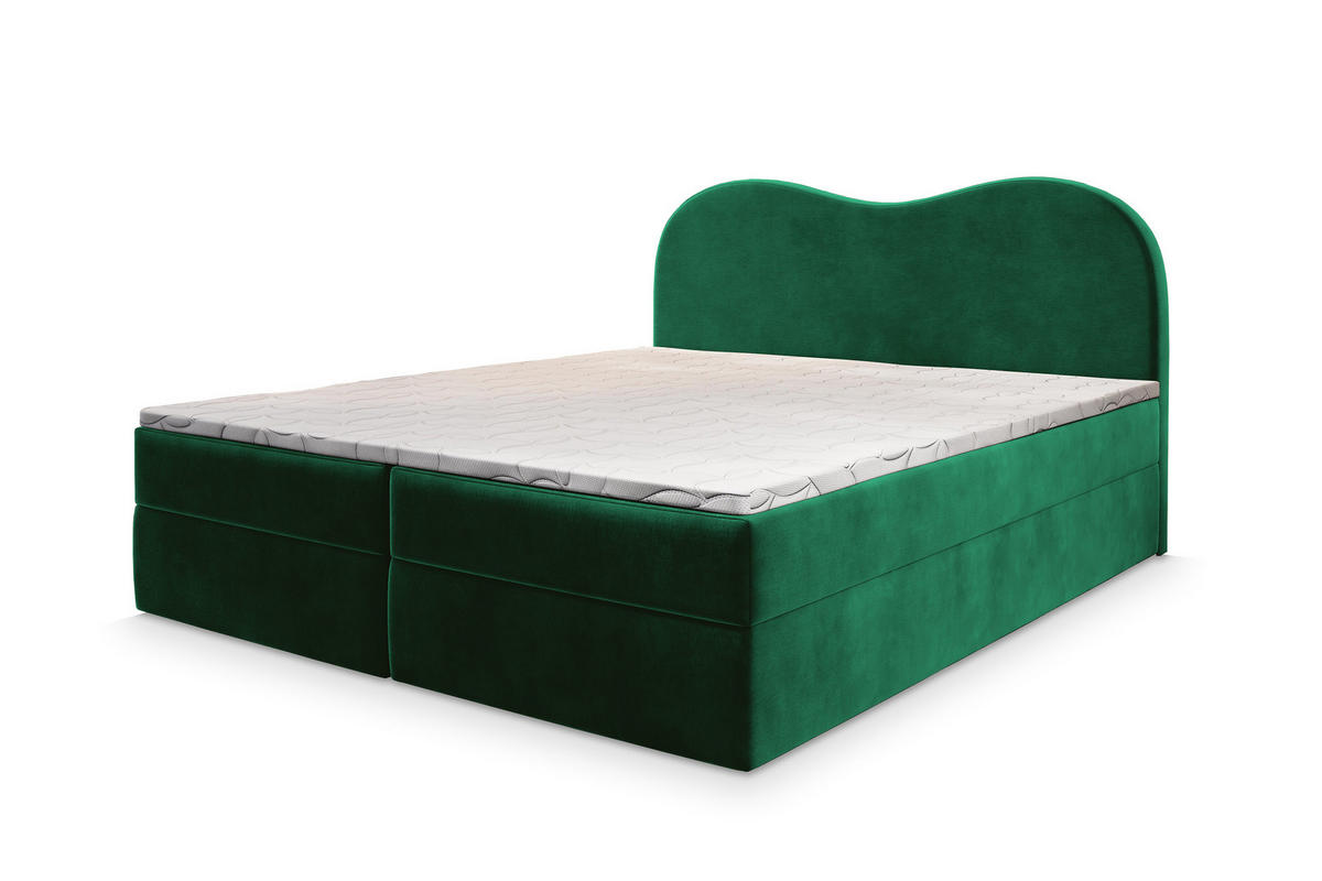BOXBETT FLUVIA M 160x200 cm mit Matratze und Topper - Grün - Grün, Holz (160/200cm) - MASSENO