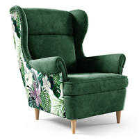 OHRENSESSEL Havana im skandinavischen Stil, Dunkelgrün - Dunkelgrün/Buchefarben, Holzwerkstoff (82/102/92cm) - Beautysofa