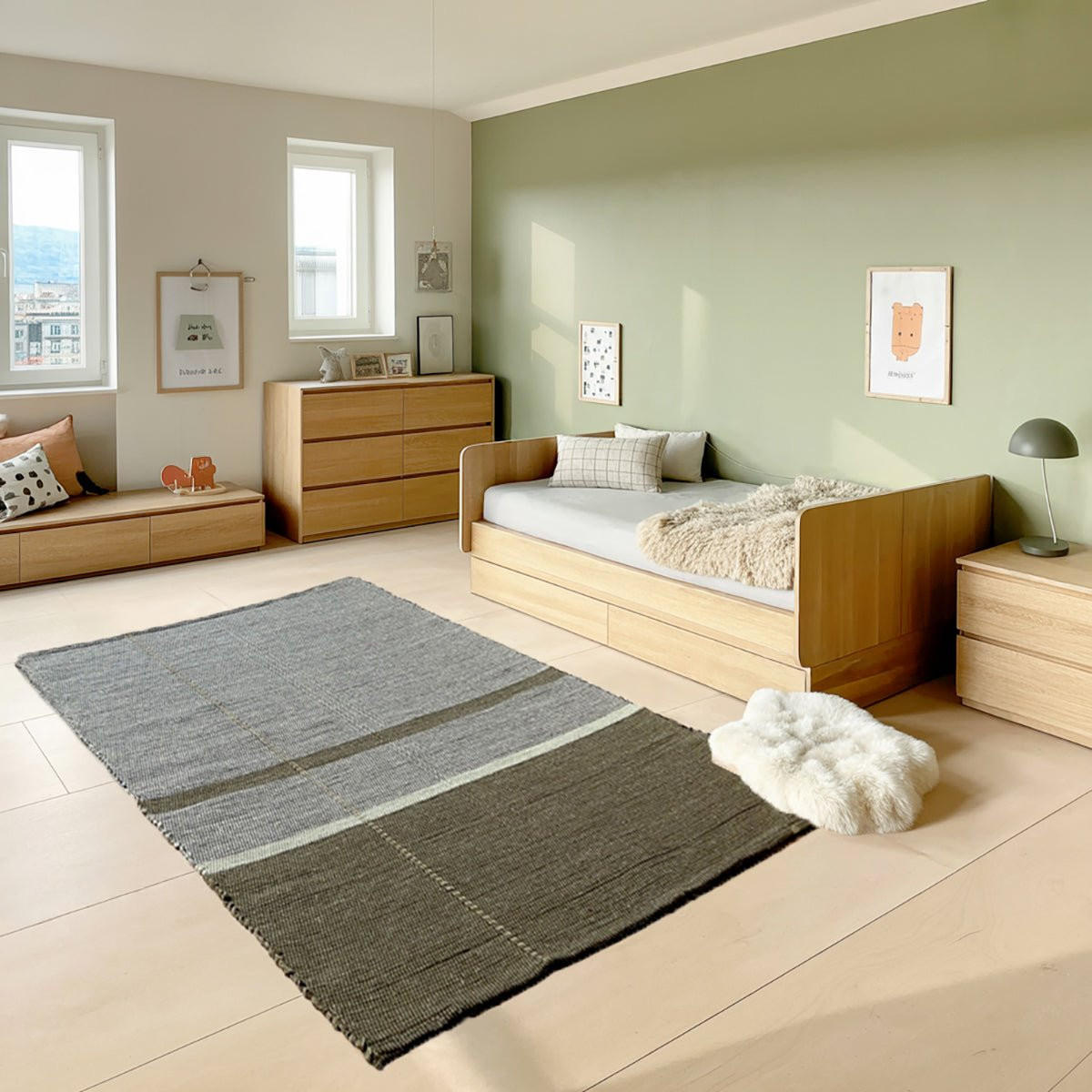 TEPPICH aus recycelten Fasern handgewebt grün - Grün, Naturmaterialien (140/200cm) - AFK Living