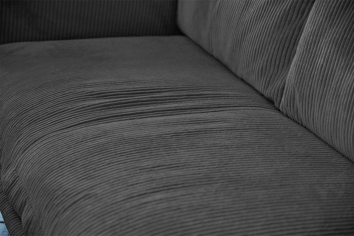 ECKSOFA QUENYA Grau Velvet - Schwarz/Grau, Textil (294/184cm) - KAWOLA