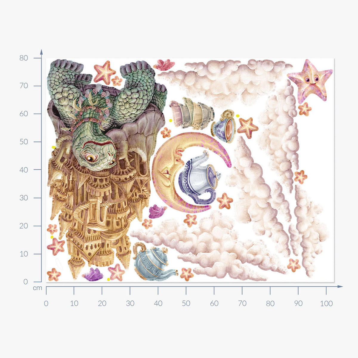 WANDAUFKLEBER 80x103cm - Pastellfarbene Tiere - Multicolor, Kunststoff (80/103/0.1cm) - Wallfluent