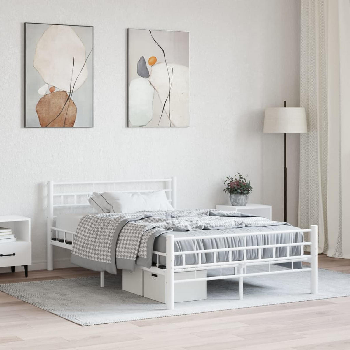 METALLBETT Holmes 147/210 cm - Weiß, Metall (140/200cm) - Nettlife