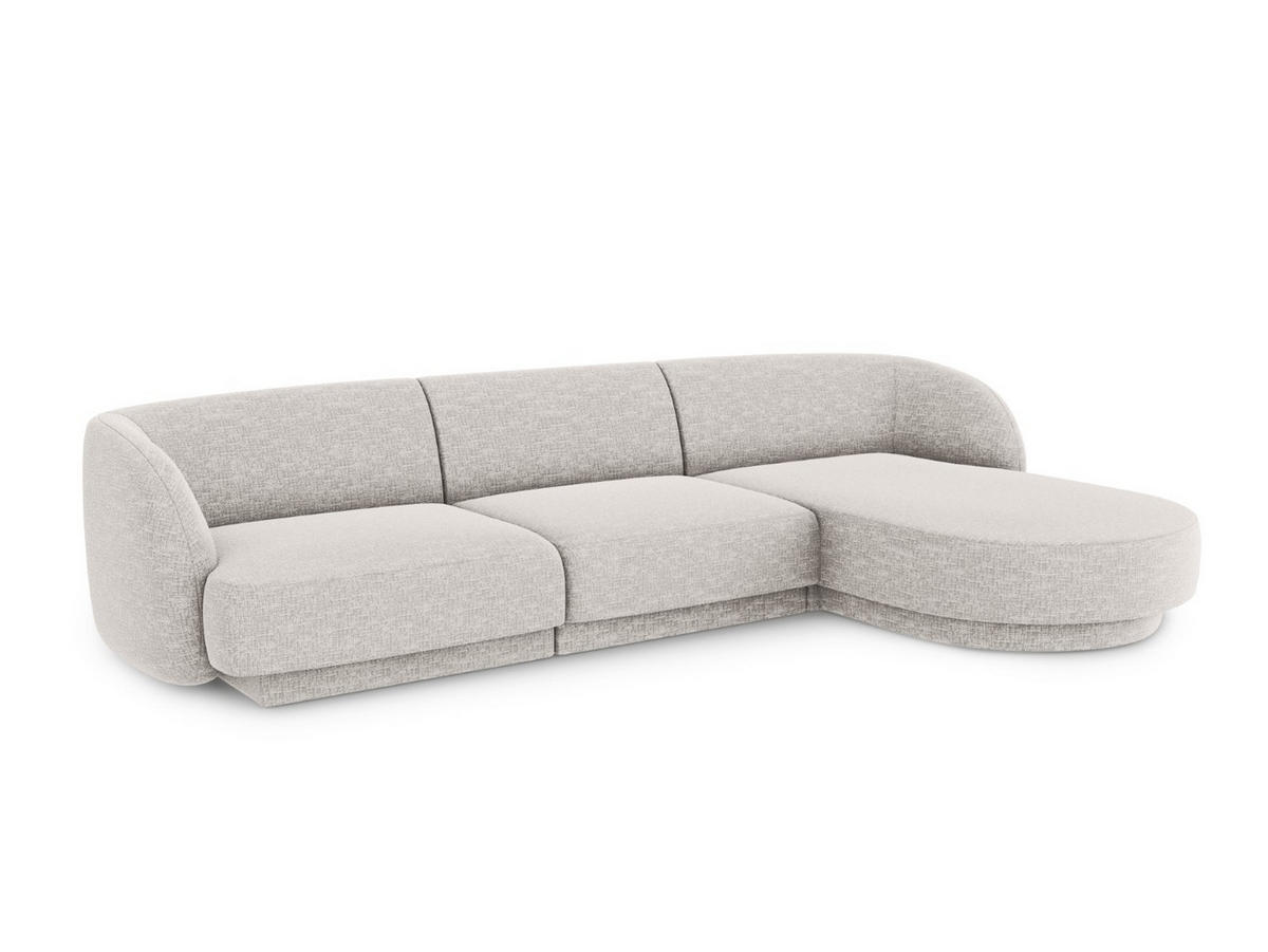 ECKSOFA rechts Miley aus Chenille-Stoff hellgrau 4 Sitzplätze - Hellgrau, Textil (156/255cm) - Micadoni