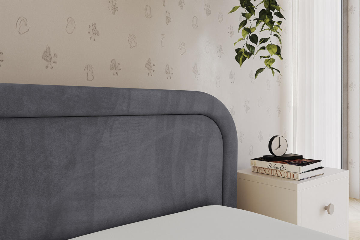 EINZELLBETT Jugendbett mit Bettkasten, Links - JOVY 80x200 Dunkelgrau - Dunkelgrau, Holzwerkstoff/Textil (80/200cm) - ALTDECOR