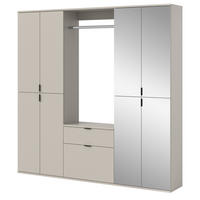 GARDEROBEN-SET Kaschmir 183 x 193 cm, Garderobenschrank mit Spiegel - Kaschmir/Schwarz, Glas/Holzwerkstoff (183/193/34cm) - Inn.Furn