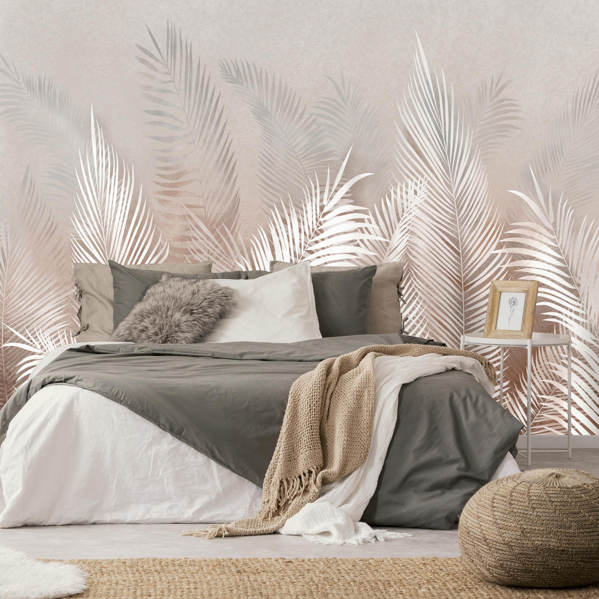 FOTOTAPETE Palmenblätter tropische Pflanzen 350x256cm - Beige/Braun, Papier (350/256cm) - Muralo