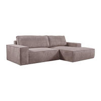 ECKSOFA mit Schlaffunktion - Ecke Rechts - Cord - Malve - AMELIA - Lila, Textil (267/167cm) - Vente-Unique