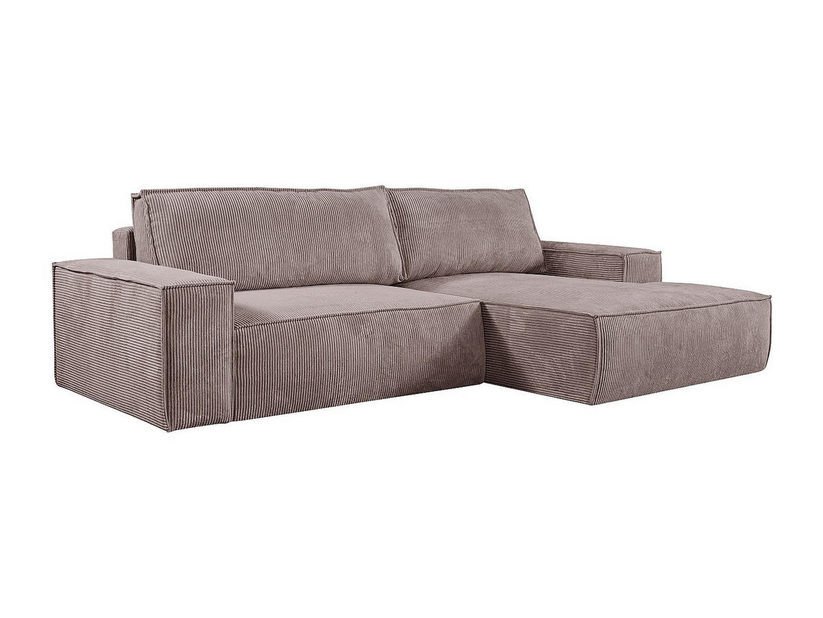 ECKSOFA mit Schlaffunktion - Ecke Rechts - Cord - Malve - AMELIA - Lila, Textil (267/167cm) - Vente-Unique