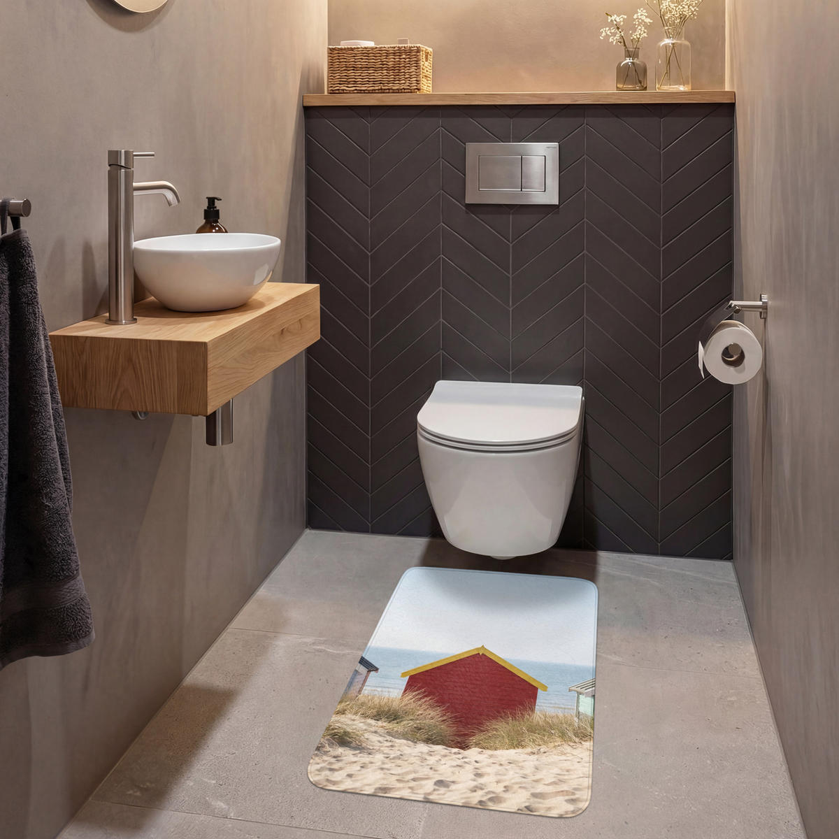WC PŘEDLOŽKA Pláž - Chaty - Barevné - Duny 50x80 cm - různobarevná, textil/plast (50/1cm) - OnlyWow