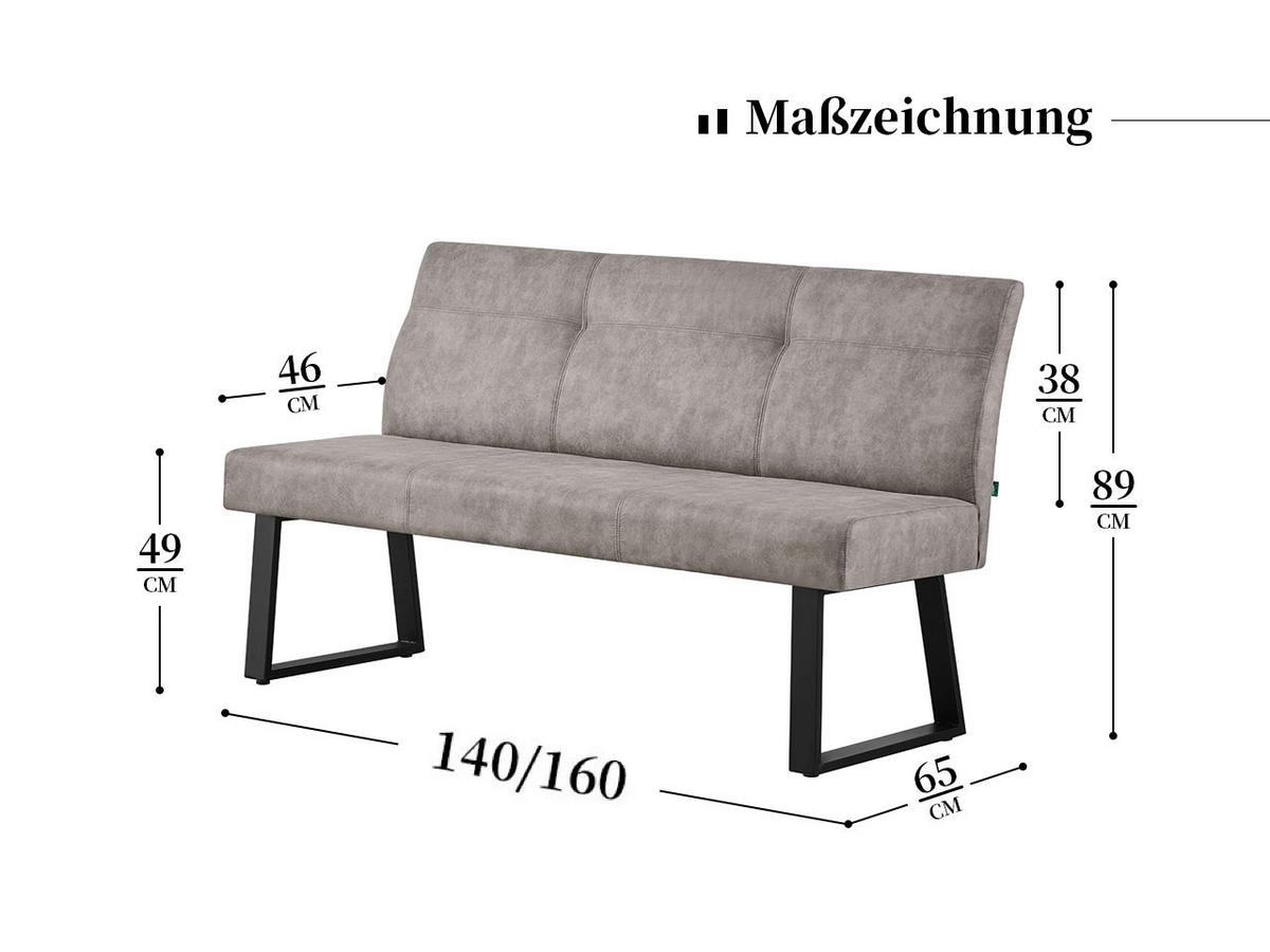 SITZBANK JOY - Braun, Metall (160/89/65cm) - DUBI Möbel