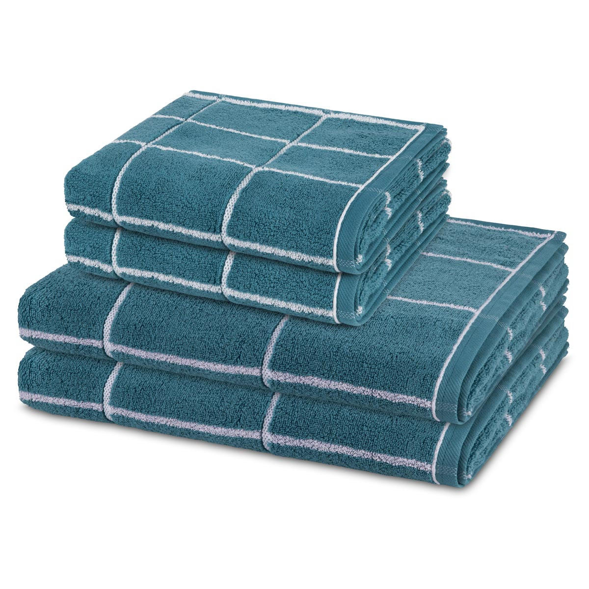 FROTTIERSET Sensual Skin Karo 4-teilig - Dunkelgrün, Textil (50/100cm) - Ross