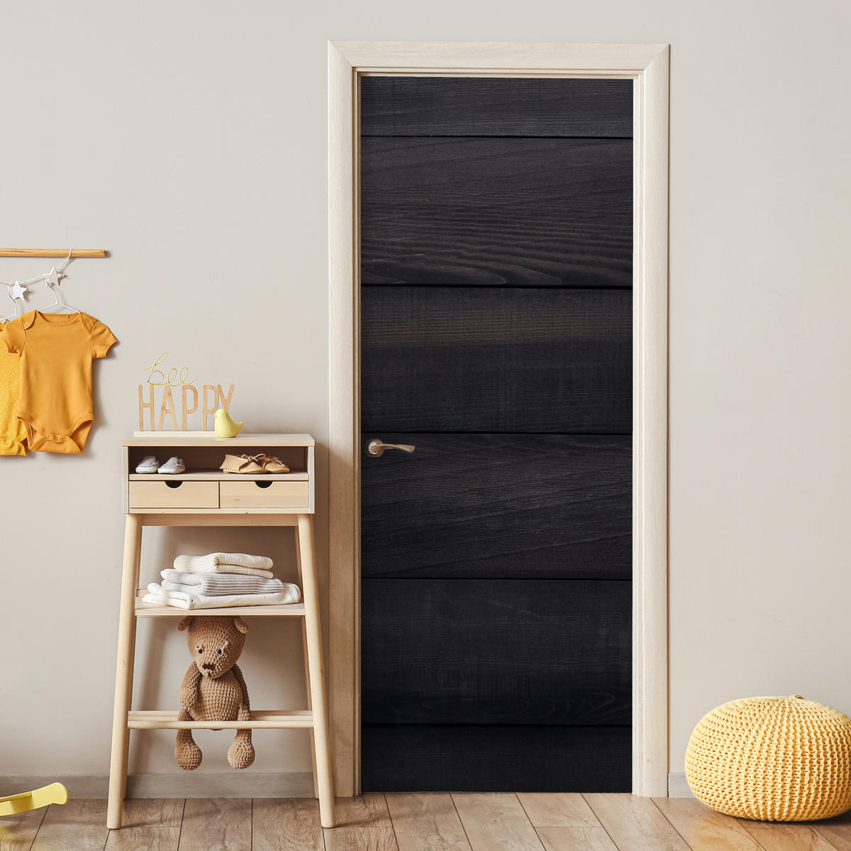 NALJEPNICA ZA VRATA Izgled drva 95x235 cm - crna, plastika (95/0.1cm) - MuchoWow