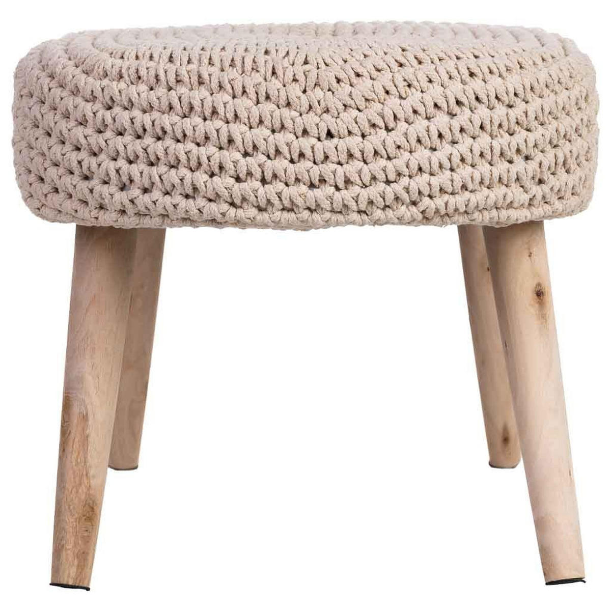 HOCKERBANK aus Holz und Baumwolle, beige, 82x43cm - Beige, Holz (82/43/43cm) - Wanderlust