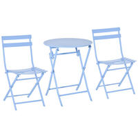 GARTENMÖBEL Set, Metall, Hellblau - Hellblau, Metall - Outsunny