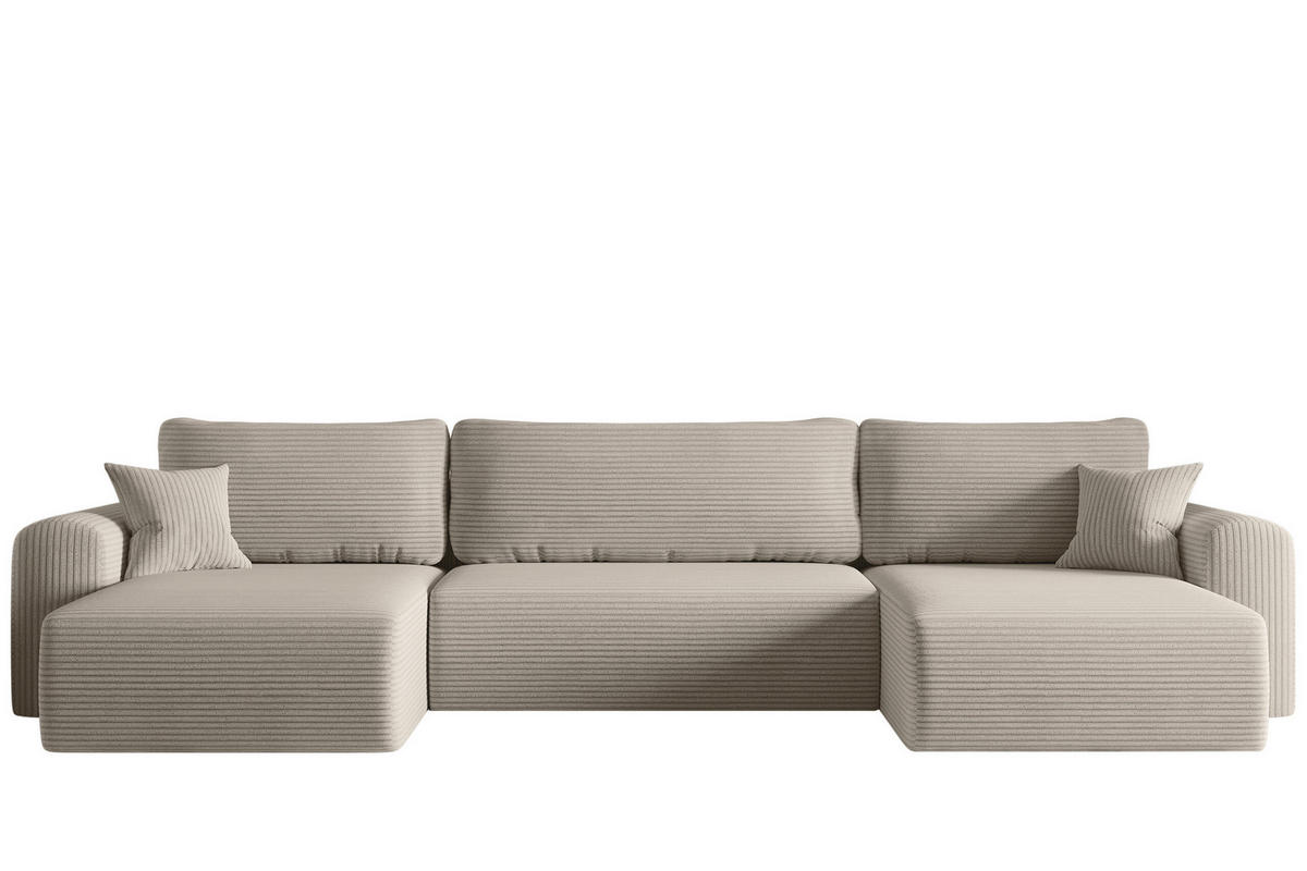 ECKSOFA Mit Schlaffunktion Und Bettkasten U-form CAPRI Poso Beige - Beige, Holz/Textil (145/362cm) - Kaiser Möbel