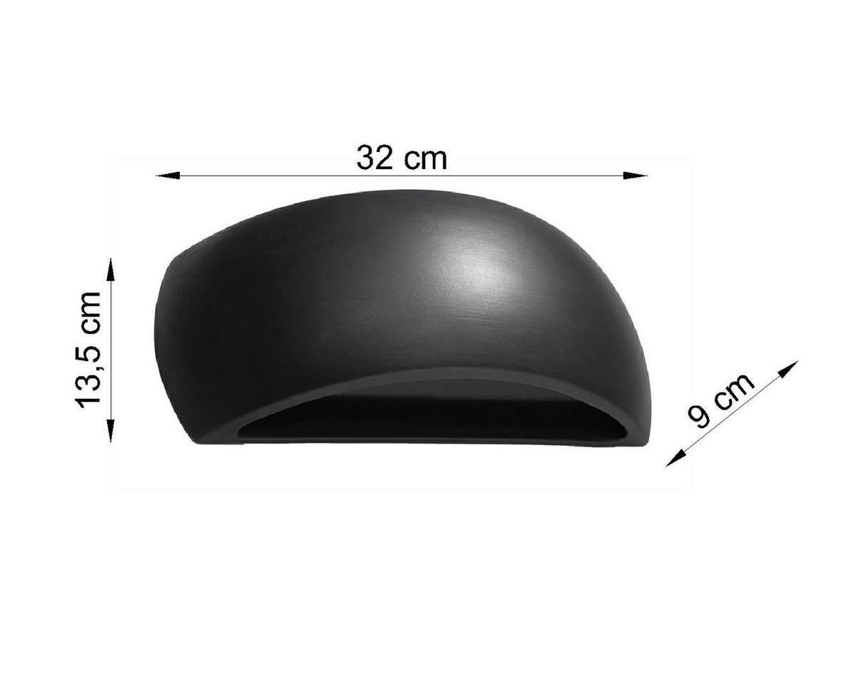 WANDLEUCHTE Keramik Schwarz Glas - Schwarz, Glas (32/13.5/9cm) - Sollux Lighting