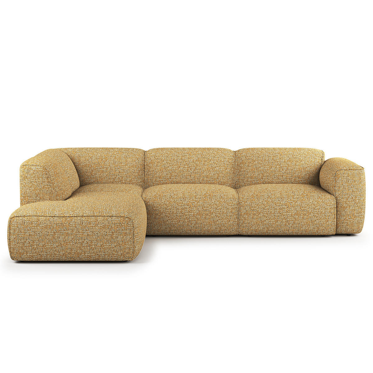 3-SITZER ECKSOFA mit Recamiere - Schwarz/Honig, Kunststoff/Textil (295/231cm) - home24