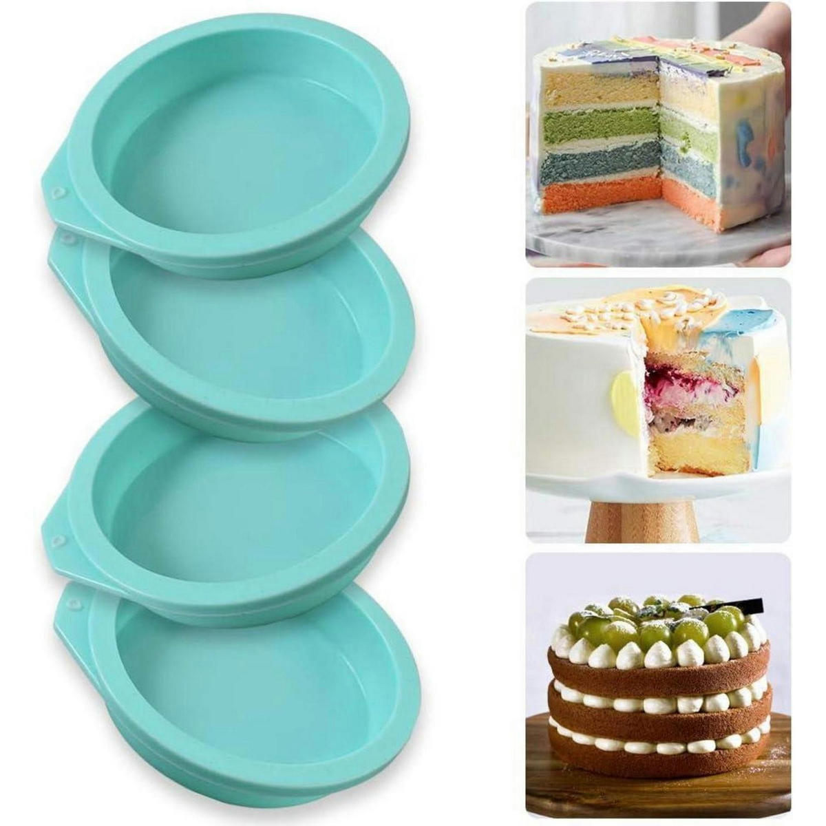 KUCHENFORM 6er Set Silikon Rund 12 cm - Türkis, Kunststoff (13/2.5/12cm)