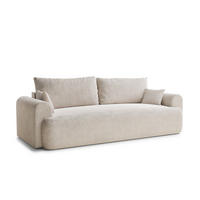 SOFA MIT SCHLAFFUNKTION Toluca Creme Chenille-Stoff - Creme/Schwarz, Holz/Holzwerkstoff (247/69/90cm) - Maison de Reve